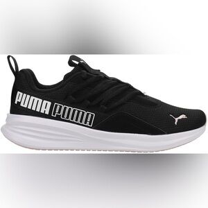 Puma Black and White Sneakers with Pink Accents